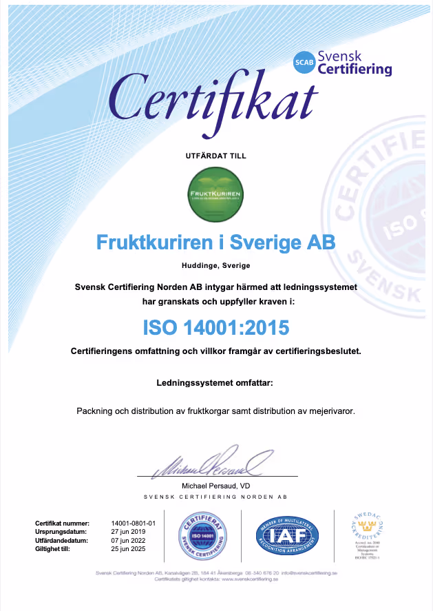 ISO 14001 Certifikat